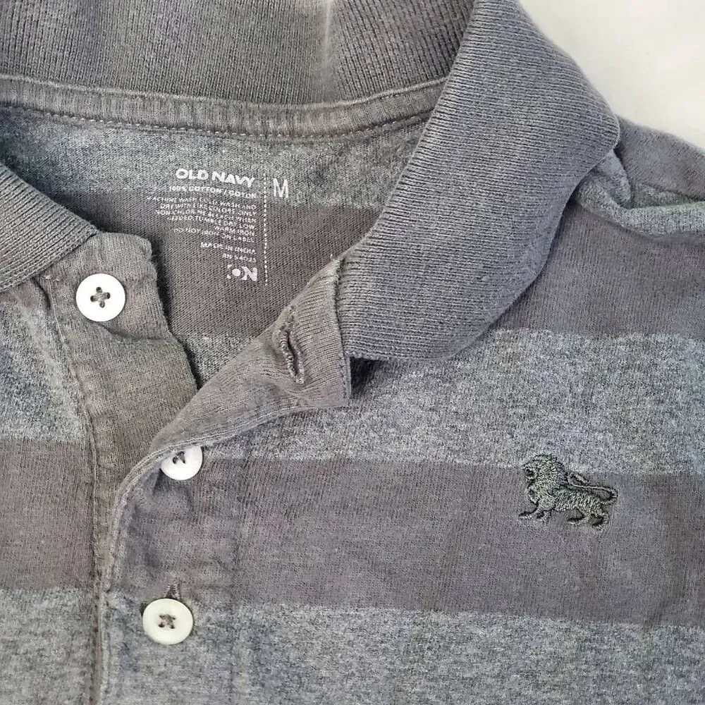 Old Navy Boys Gray Stripe Polo Shirt Youth Medium
